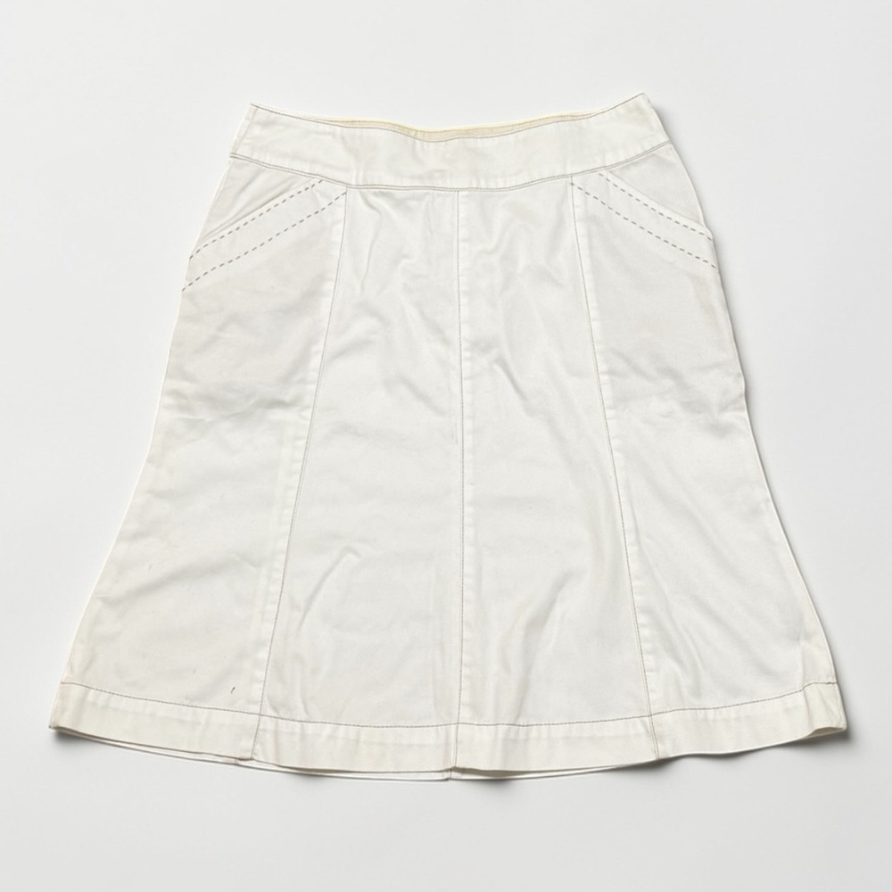 BODEN Classic Ivory Off White A-Line Skirt Stitching 8 Preppy Work Casual Beach